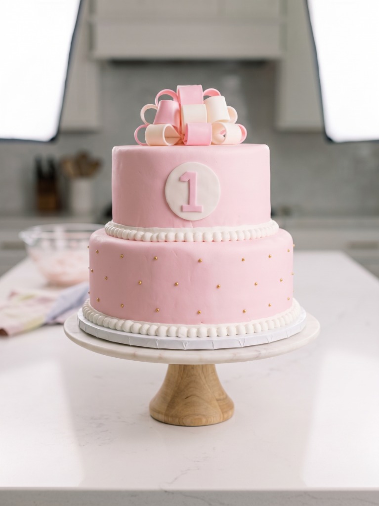 Handcrafted 2-Tier First Birthday Cake