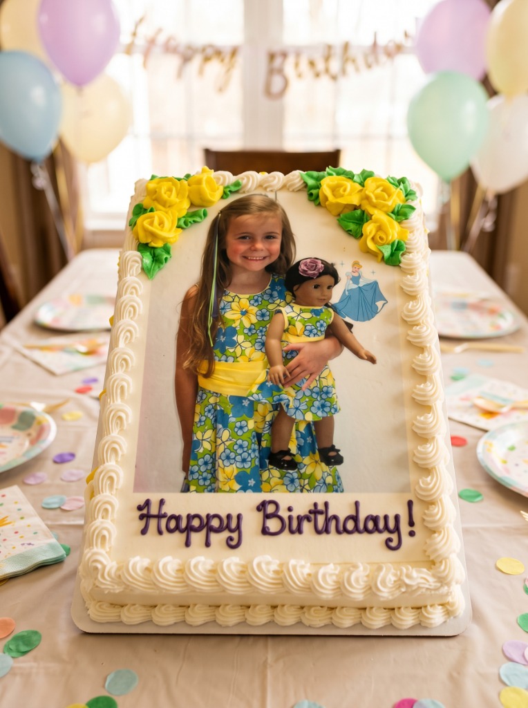 Authentic Heidelberg custom photo and buttercream floral celebration cake example